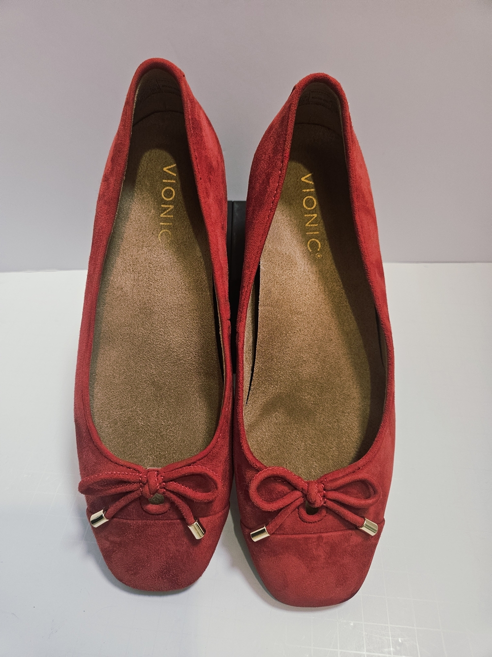 Vionic Klara Cherry Tomato Red Suede Leather Flats Size 7 - Orthopedic Support - Picture 6 of 16